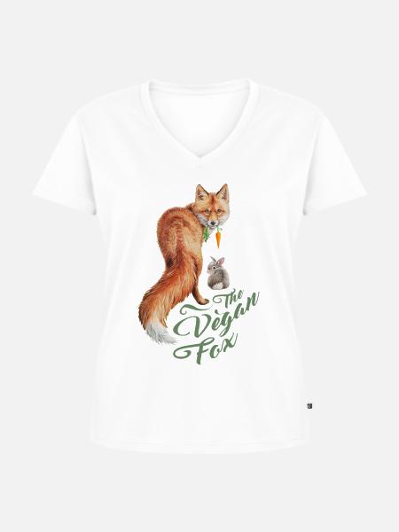 The Vegan Fox door Maria Tiqwah - Vrouwen Premium Bio T-shirt met V-hals - wit