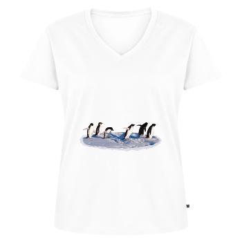 Pinguine auf einer Eisscholle Pinguin - Frauen Premium Bio T-Shirt mit V-Ausschnitt - Weiß - Vorne - AI Model Female 172 dark (172cm)