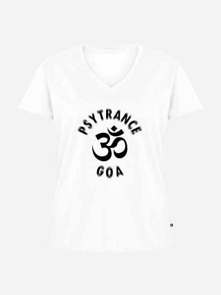 Psytrance Goa - Frauen Premium Bio T-Shirt mit V-Ausschnitt - Weiß
