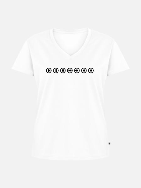 Sound Icons - Frauen Premium Bio T-Shirt mit V-Ausschnitt - Weiß