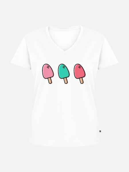 Eis am Stiel - Frauen Premium Bio T-Shirt mit V-Ausschnitt - Weiß