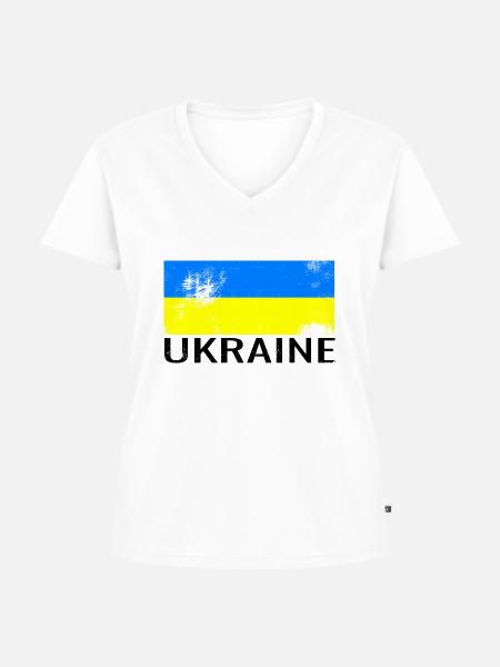 Ukraine used - Frauen Premium Bio T-Shirt mit V-Ausschnitt - Weiß