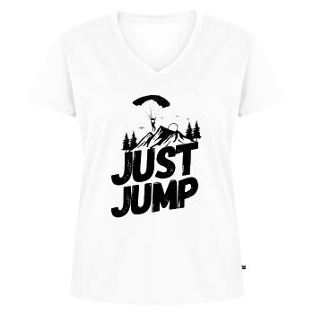 Parachutisme saut en parachute - T-shirt encolure en V Premium bio Femme - blanc - Devant - AI Model Female 172 dark (172cm)
