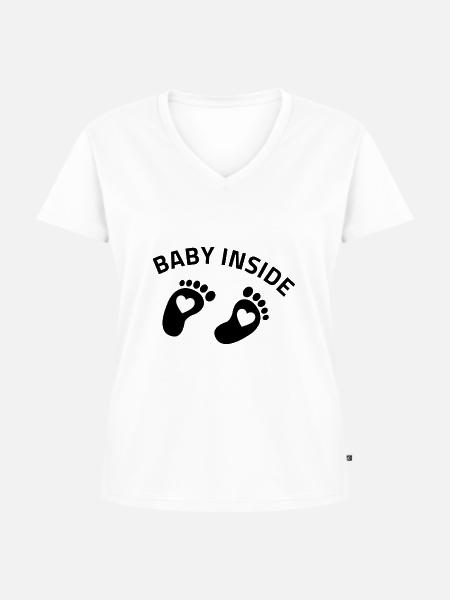 baby inside füßchen - Frauen Premium Bio T-Shirt mit V-Ausschnitt - Weiß