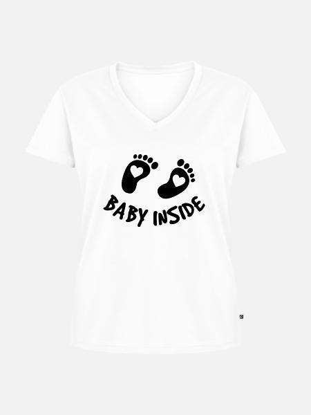 baby inside - Frauen Premium Bio T-Shirt mit V-Ausschnitt - Weiß