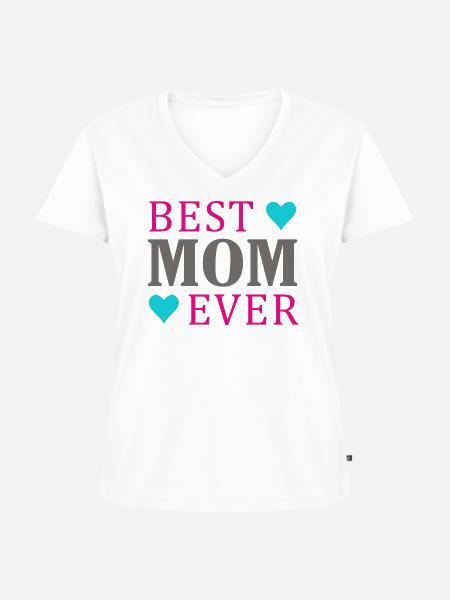 Beste Mama - Frauen Premium Bio T-Shirt mit V-Ausschnitt - Weiß