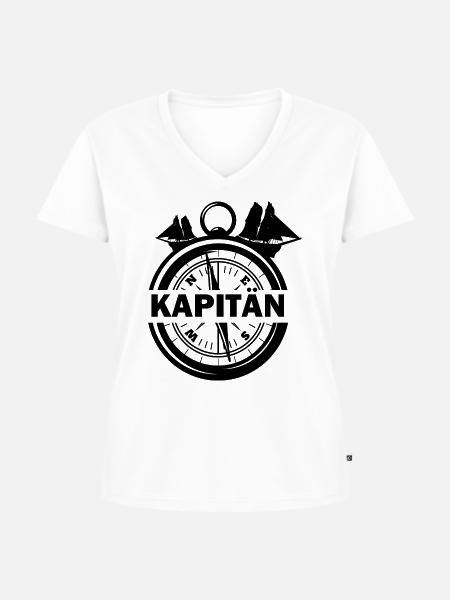 Kapitän Kompass - Frauen Premium Bio T-Shirt mit V-Ausschnitt - Weiß