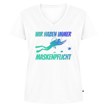 wir haben immer maskenpflicht taucher tauchen - Frauen Premium Bio T-Shirt mit V-Ausschnitt - Weiß - Vorne - AI Model Female 172 dark (172cm)