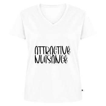 Attractive Nuisance 4 - Women's Premium Organic V-neck T-shirt - white - Front - AI Model Female 172 dark (172cm)