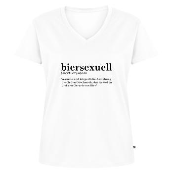 biersexuell - sexuelle und körperliche Anziehung - Frauen Premium Bio T-Shirt mit V-Ausschnitt - Weiß - Vorne - AI Model Female 172 dark (172cm)
