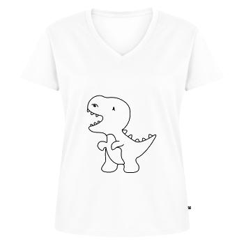 Dino Dinosaur hand-drawn - Women's Premium Organic V-neck T-shirt - white - Front - AI Model Female 172 dark (172cm)