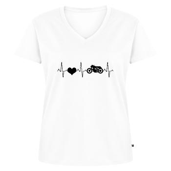 Motorrad Herzschlag - Frauen Premium Bio T-Shirt mit V-Ausschnitt - Weiß - Vorne - AI Model Female 172 dark (172cm)