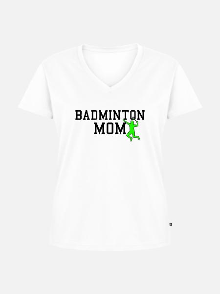 badminton mom - Frauen Premium Bio T-Shirt mit V-Ausschnitt - Weiß