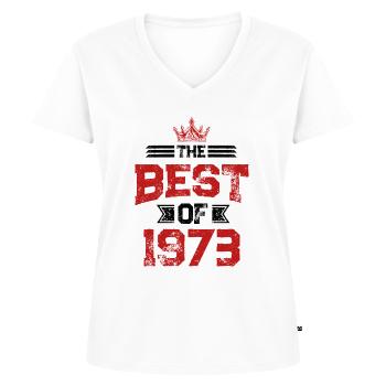 1973 best of - T-shirt encolure en V Premium bio Femme - blanc - Devant - AI Model Female 172 dark (172cm)