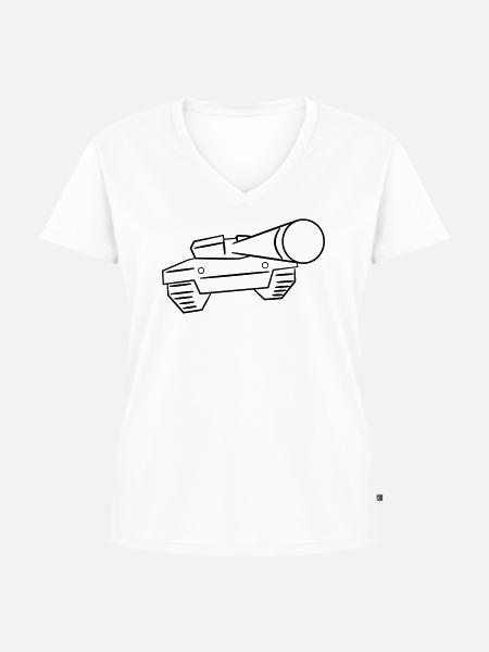 Panzer - Frauen Premium Bio T-Shirt mit V-Ausschnitt - Weiß