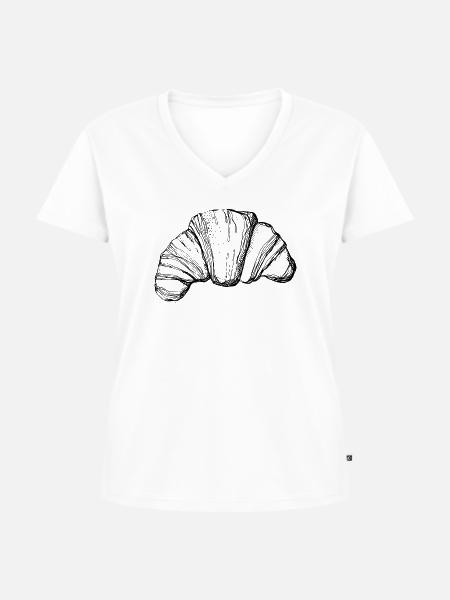 CROISSANT - Frauen Premium Bio T-Shirt mit V-Ausschnitt - Weiß