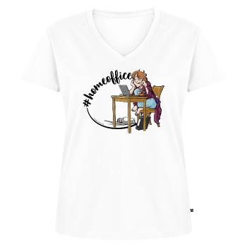 Bureau à domicile pour les femmes - T-shirt encolure en V Premium bio Femme - blanc - Devant - AI Model Female 172 dark (172cm)