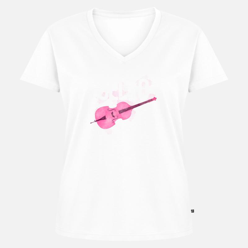 Rosa Cello Mädchen - Frauen Premium Bio T-Shirt mit V-Ausschnitt - Weiß