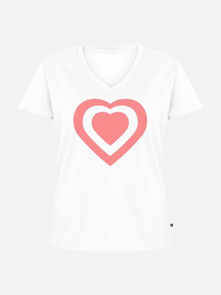 Rosa Herz - Frauen Premium Bio T-Shirt mit V-Ausschnitt - Weiß