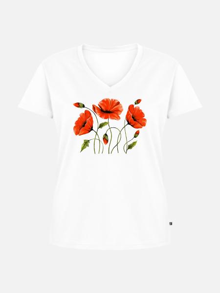 Blumen - Frauen Premium Bio T-Shirt mit V-Ausschnitt - Weiß