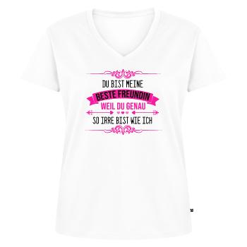 Beste Freundin - Frauen Premium Bio T-Shirt mit V-Ausschnitt - Weiß - Vorne - AI Model Female 172 dark (172cm)