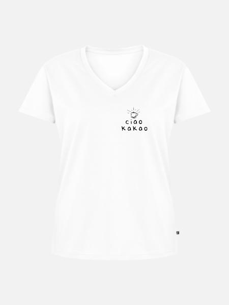 Ciao Kakao - Frauen Premium Bio T-Shirt mit V-Ausschnitt - Weiß