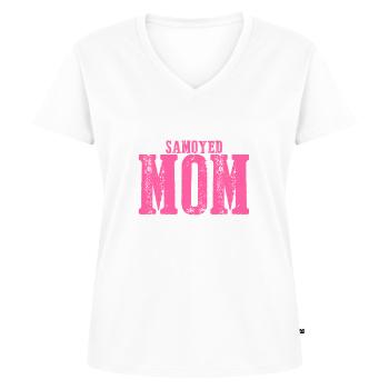 Samoyed mom dog - Women's Premium Organic V-neck T-shirt - white - Front - AI Model Female 172 dark (172cm)