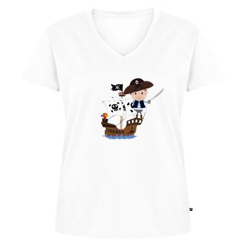Bateau pirate - T-shirt encolure en V Premium bio Femme - blanc - Devant - AI Model Female 172 dark (172cm)