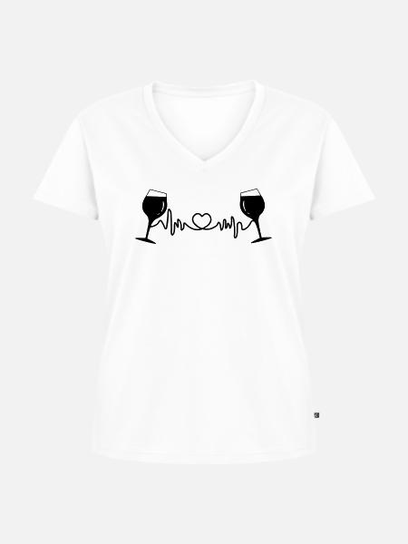 Weingläser Cardio - Frauen Premium Bio T-Shirt mit V-Ausschnitt - Weiß