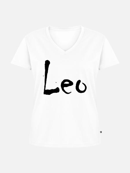 Leo - Frauen Premium Bio T-Shirt mit V-Ausschnitt - Weiß