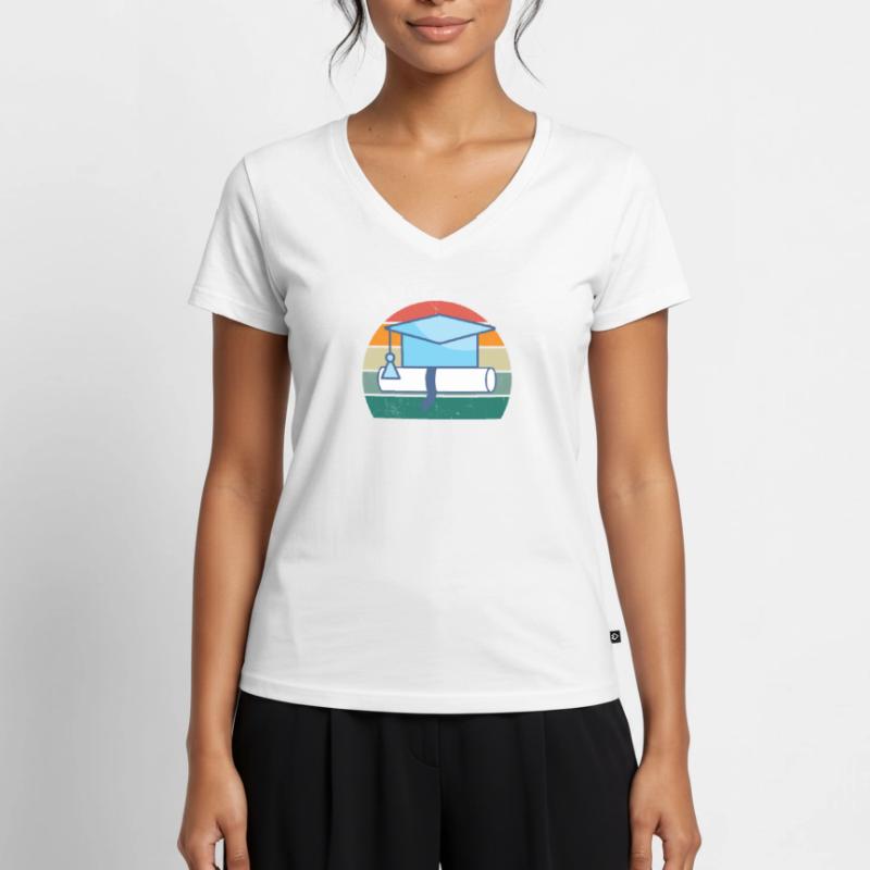 studieren student studium abschluss bachelor uni Frauen Premium Bio T-Shirt mit V-Ausschnitt