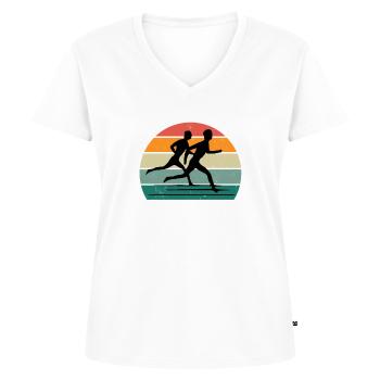 Rennen Läufer Läuferin Renner Rennerin Joggen - Frauen Premium Bio T-Shirt mit V-Ausschnitt - Weiß - Vorne - AI Model Female 172 dark (172cm)