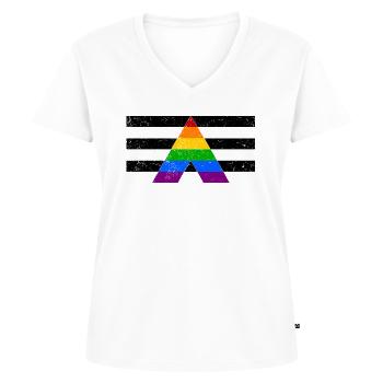 Straight Ally Pride Flag White Shirt Edition - Frauen Premium Bio T-Shirt mit V-Ausschnitt - Weiß - Vorne - AI Model Female 172 dark (172cm)
