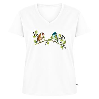 Bunte Vögel - Frauen Premium Bio T-Shirt mit V-Ausschnitt - Weiß - Vorne - AI Model Female 172 dark (172cm)