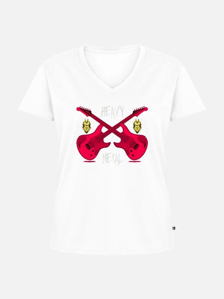 HEAVY METAL! - Frauen Premium Bio T-Shirt mit V-Ausschnitt - Weiß