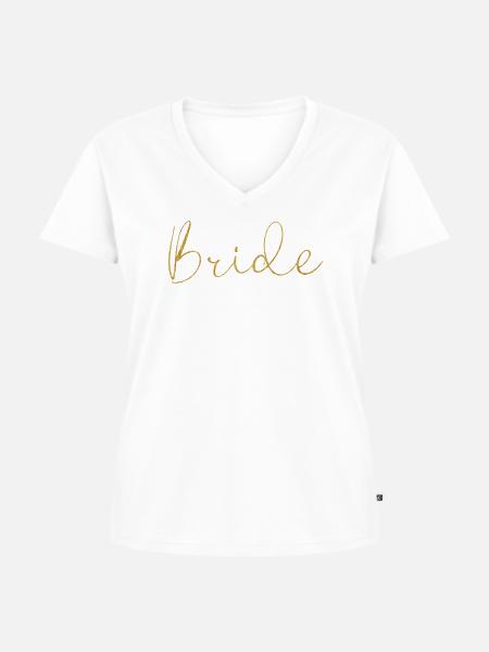 Bride - Frauen Premium Bio T-Shirt mit V-Ausschnitt - Weiß