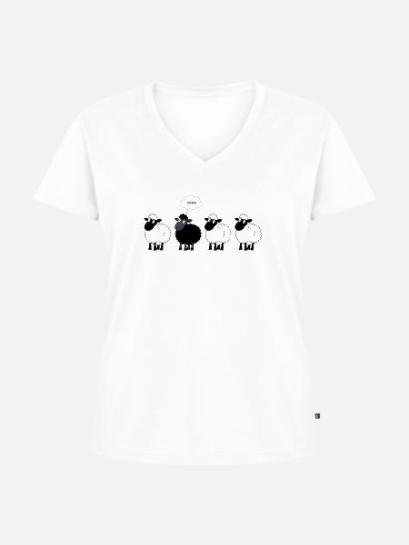 Das schwarze Schaf - Frauen Premium Bio T-Shirt mit V-Ausschnitt - Weiß