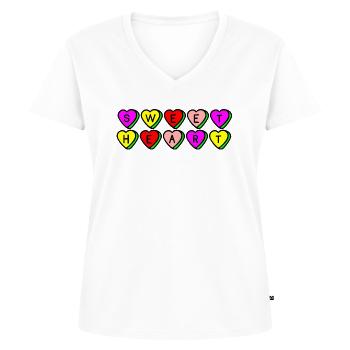 Mein kleines Herzblatt - Frauen Premium Bio T-Shirt mit V-Ausschnitt - Weiß - Vorne - AI Model Female 172 dark (172cm)