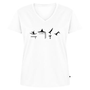 Turnen, Turnerin, Kunstturnen - Frauen Premium Bio T-Shirt mit V-Ausschnitt - Weiß - Vorne - AI Model Female 172 dark (172cm)