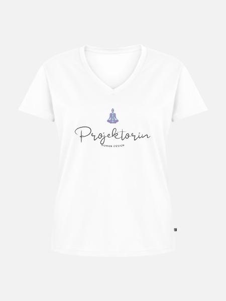 Human Design "Projektorin" - Frauen Premium Bio T-Shirt mit V-Ausschnitt - Weiß