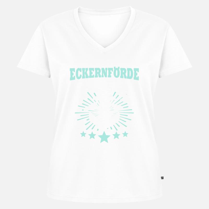 Eckernförde Eckernförder - Frauen Premium Bio T-Shirt mit V-Ausschnitt - Weiß