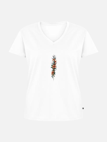 Vertikale Lilienblüte - Frauen Premium Bio T-Shirt mit V-Ausschnitt - Weiß