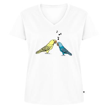 Budgie Wellensittich - Women's Premium Organic V-neck T-shirt - white - Front - AI Model Female 172 dark (172cm)