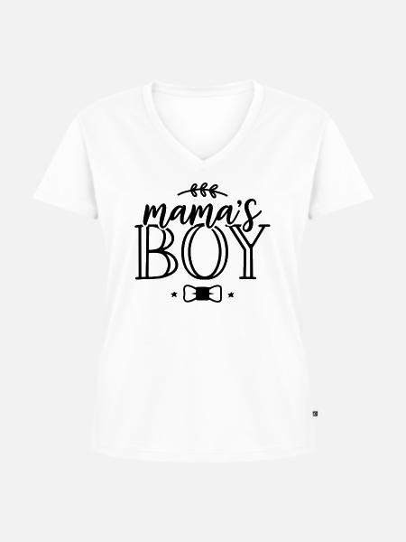 Muttersöhnchen - Frauen Premium Bio T-Shirt mit V-Ausschnitt - Weiß