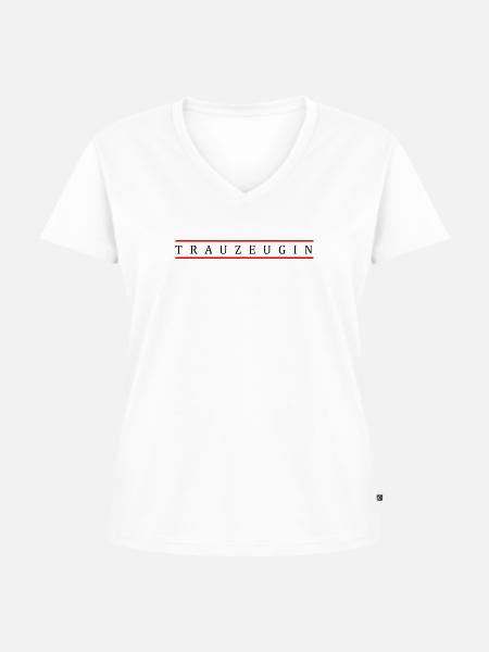 Trauzeugin - Frauen Premium Bio T-Shirt mit V-Ausschnitt - Weiß