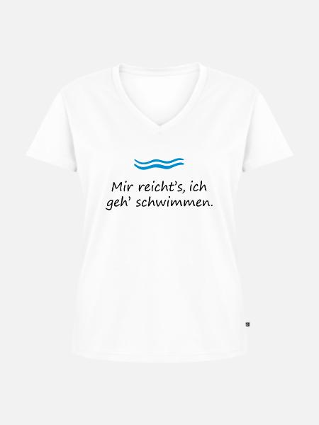 Mir reichts geh schwimmen Sommerferien Schwimmer - Frauen Premium Bio T-Shirt mit V-Ausschnitt - Weiß