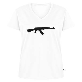 AK-47 - T-shirt encolure en V Premium bio Femme - blanc - Devant - AI Model Female 172 dark (172cm)