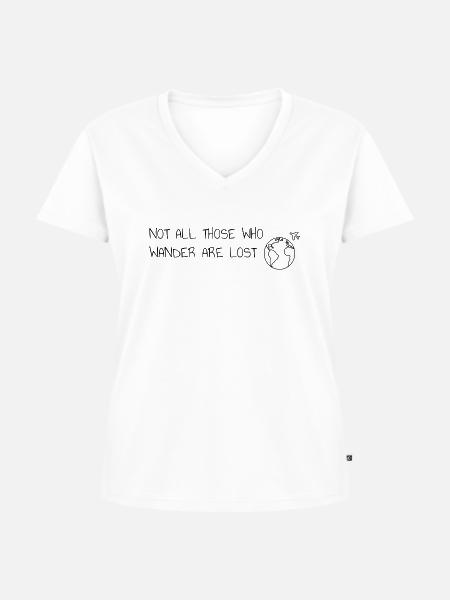 Wanderlust - Frauen Premium Bio T-Shirt mit V-Ausschnitt - Weiß