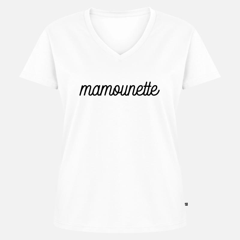 Mama Mutter Mamounette - Frauen Premium Bio T-Shirt mit V-Ausschnitt - Weiß