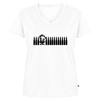 cooler Gaming Panda Nerd Patronen Shooter Gamer - Frauen Premium Bio T-Shirt mit V-Ausschnitt - Weiß - Vorne - AI Model Female 172 dark (172cm)